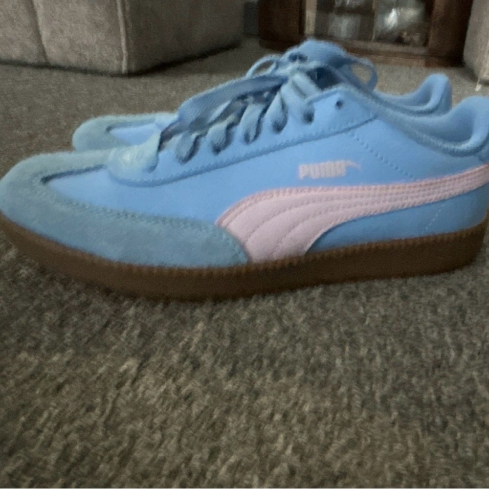 Puma Kids Light Blue and Soft Pink Sneakers